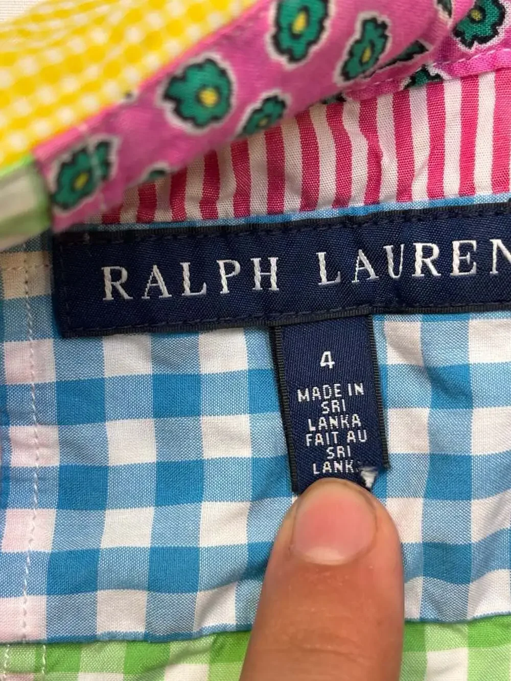 Ralph Lauren Girls Patchwork Print Long Sleeve Button-Down Shirt Size 4